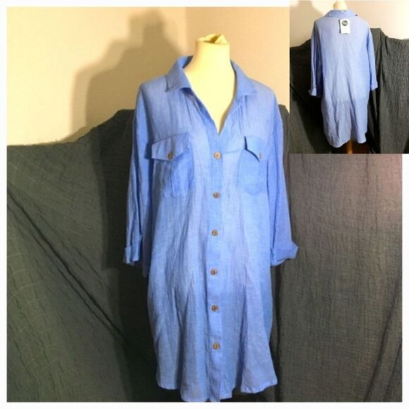 DOTTI NWT Swim Cover-Up Shirt Dress Size 1X - Picture 1 of 10